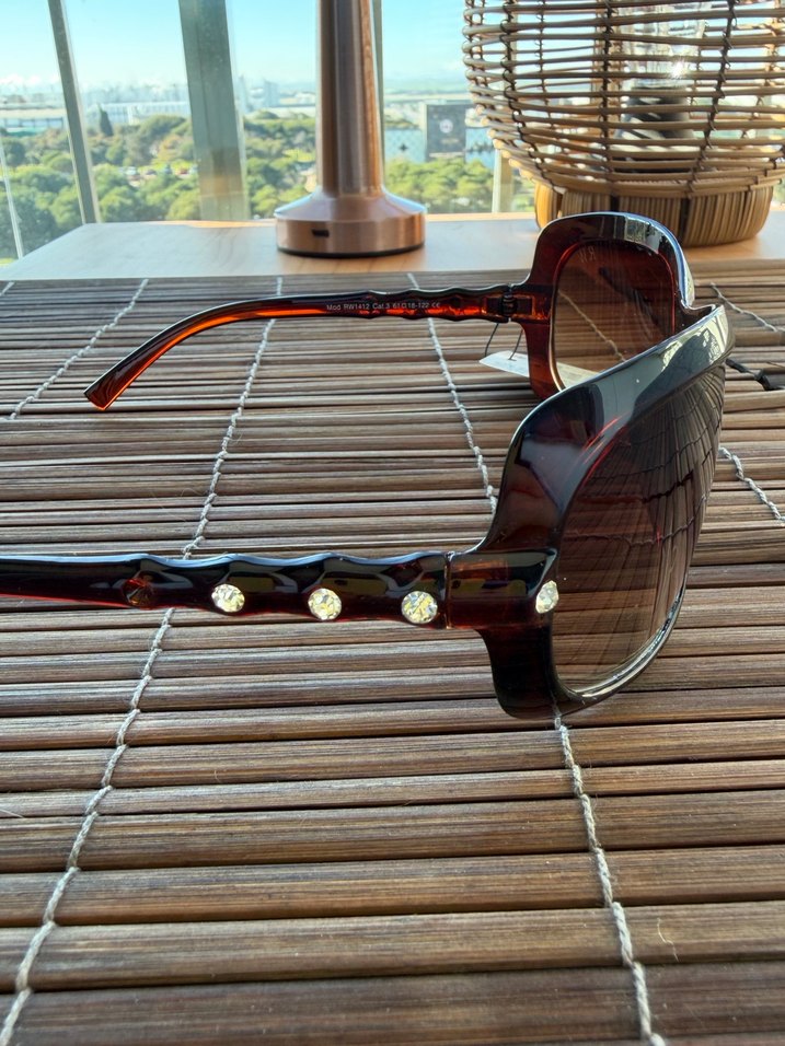 Kahverengi Transparan Retro Kadın Güneş Gözlüğü - Görsel 3