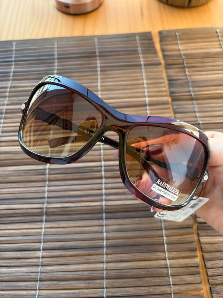 Kahverengi Transparan Retro Kadın Güneş Gözlüğü - Görsel 5