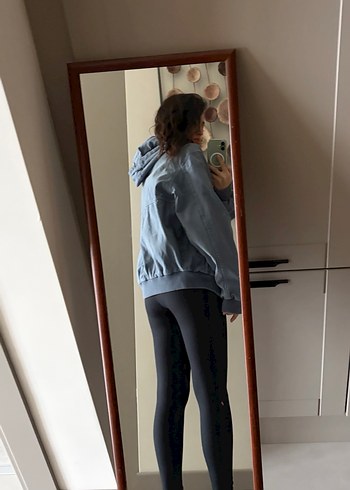 Zara Açık Mavi Kapüşonlu Fermuarlı Denim Ceket - Görsel 5