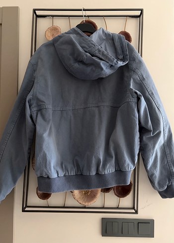 Zara Açık Mavi Kapüşonlu Fermuarlı Denim Ceket - Görsel 2