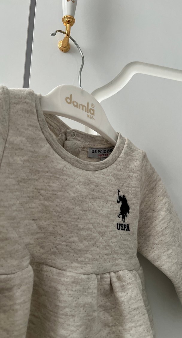 Kız Çocuk Gri Uzun Kollu Örme Elbise - Görsel 2