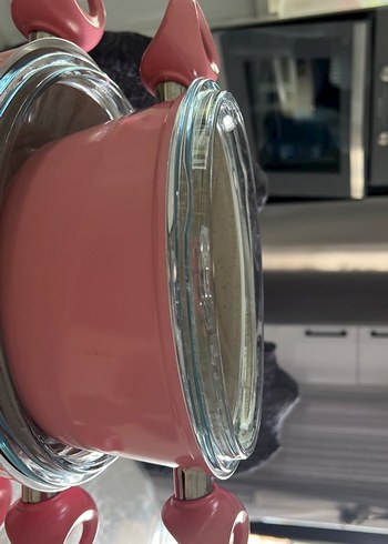 Schafer eko granit Pastel Pembe Cam Kapaklı Tencere Seti - Görsel 5