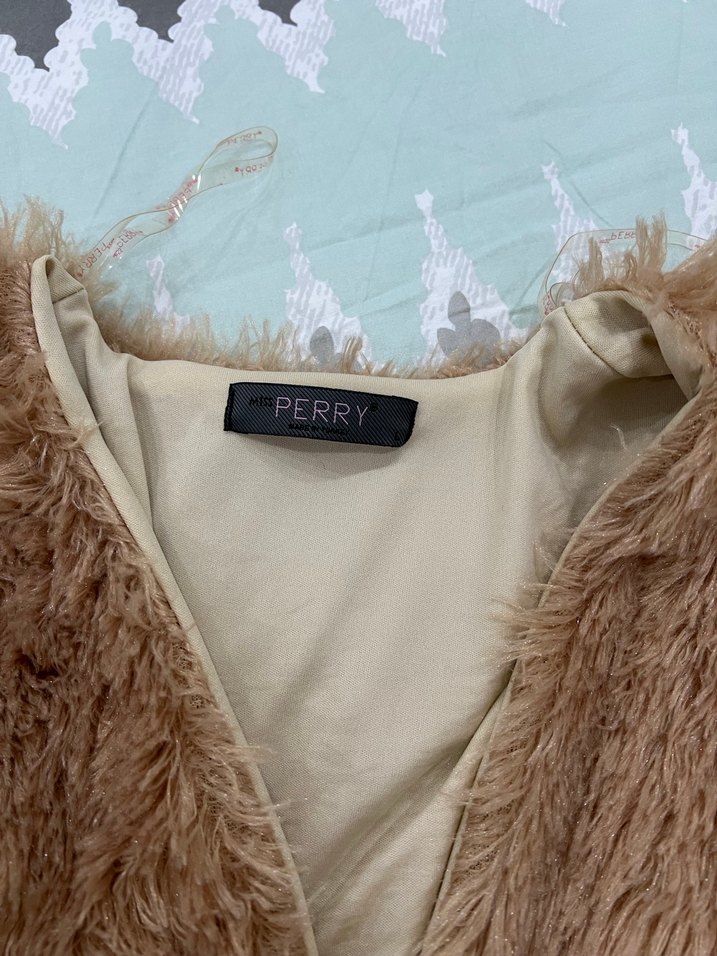 Kahverengi Midi Boy Peluş Kadın Kaban - Görsel 4