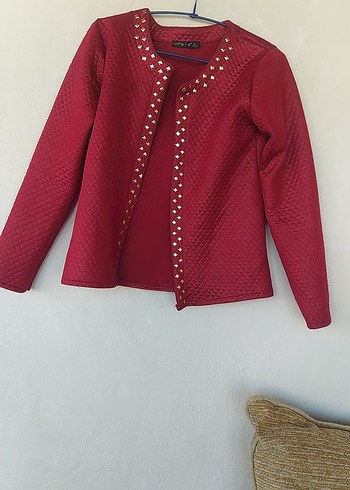 Bordo Düğmeli Kadın Midi Ceket