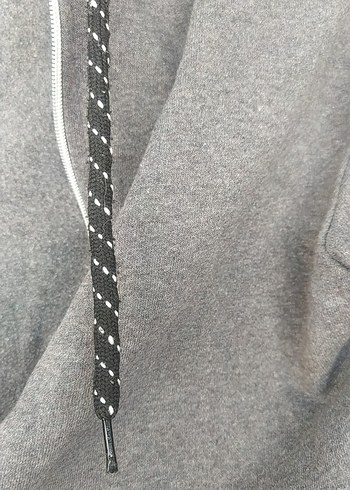 l Beden gri Renk Gri Kapüşonlu Fermuarlı Kadın Sweatshirt