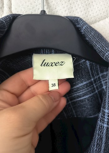 m Beden Gri Ekose Mini Kadın Blazer Ceket