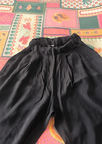 s Beden Siyah Bol Kesim Kadın Kumaş Pantolon