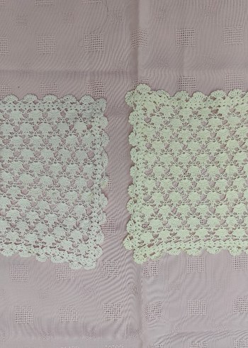 Vintage El Örgüsü Beyaz Dantel Örtü - Görsel 14