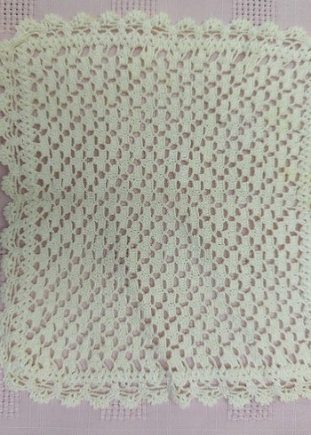 Vintage El Örgüsü Beyaz Dantel Örtü - Görsel 7