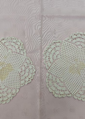 Vintage El Örgüsü Beyaz Dantel Örtü - Görsel 19