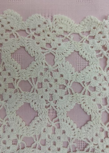 Vintage El Örgüsü Beyaz Dantel Örtü - Görsel 10