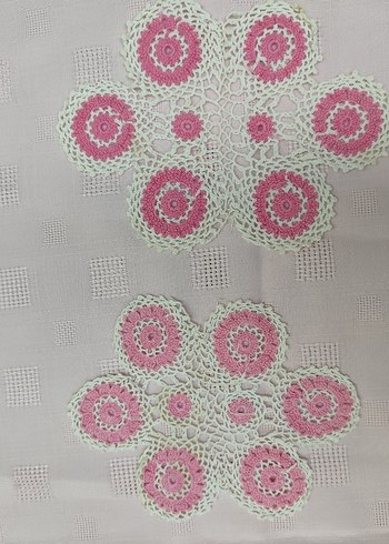 Vintage El Örgüsü Beyaz Dantel Örtü - Görsel 9