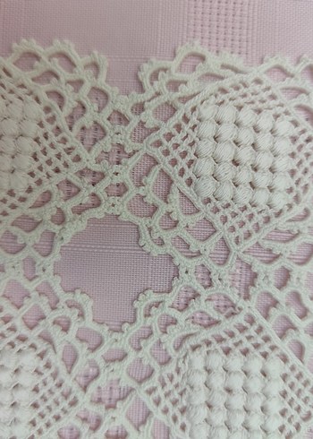 Vintage El Örgüsü Beyaz Dantel Örtü - Görsel 8