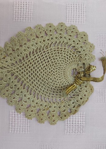 Vintage El Örgüsü Beyaz Dantel Örtü - Görsel 15