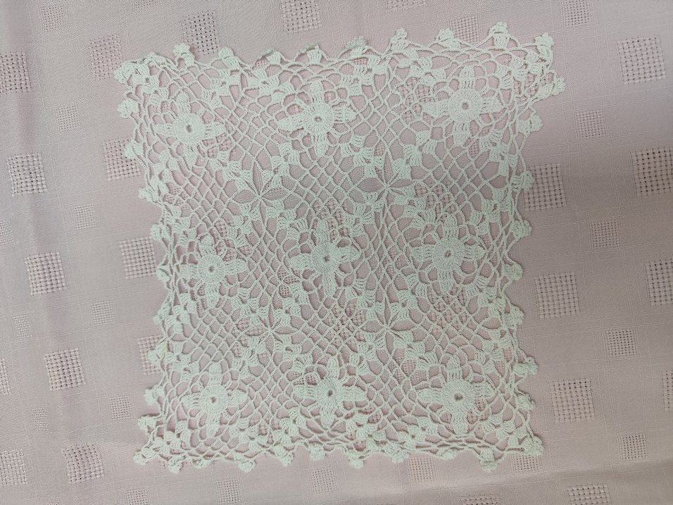 Vintage El Örgüsü Beyaz Dantel Örtü - Görsel 5