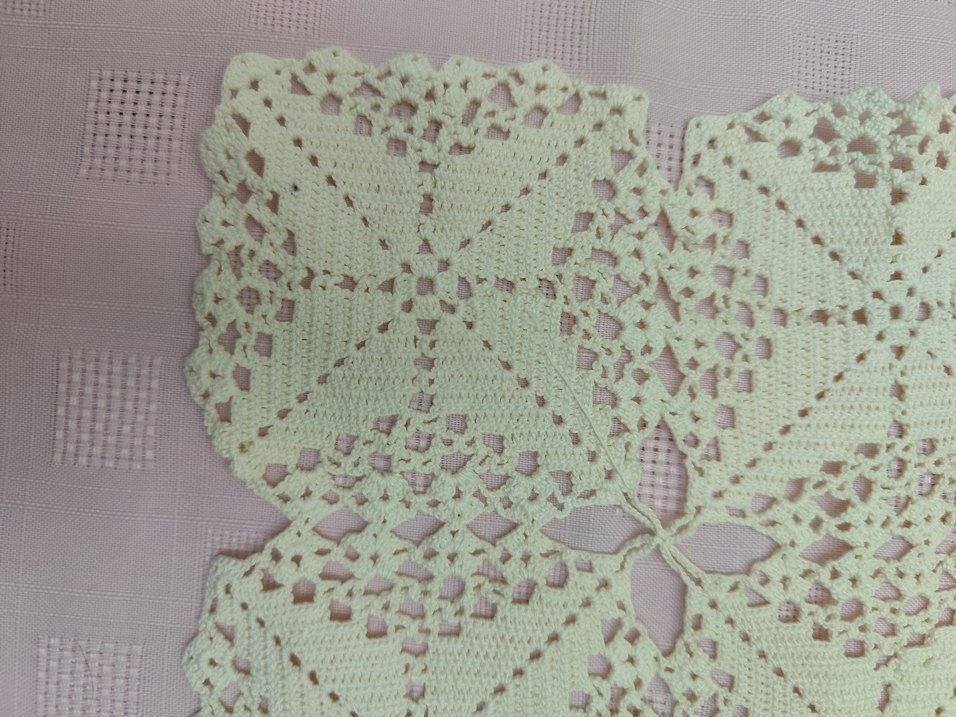 Vintage El Örgüsü Beyaz Dantel Örtü - Görsel 4