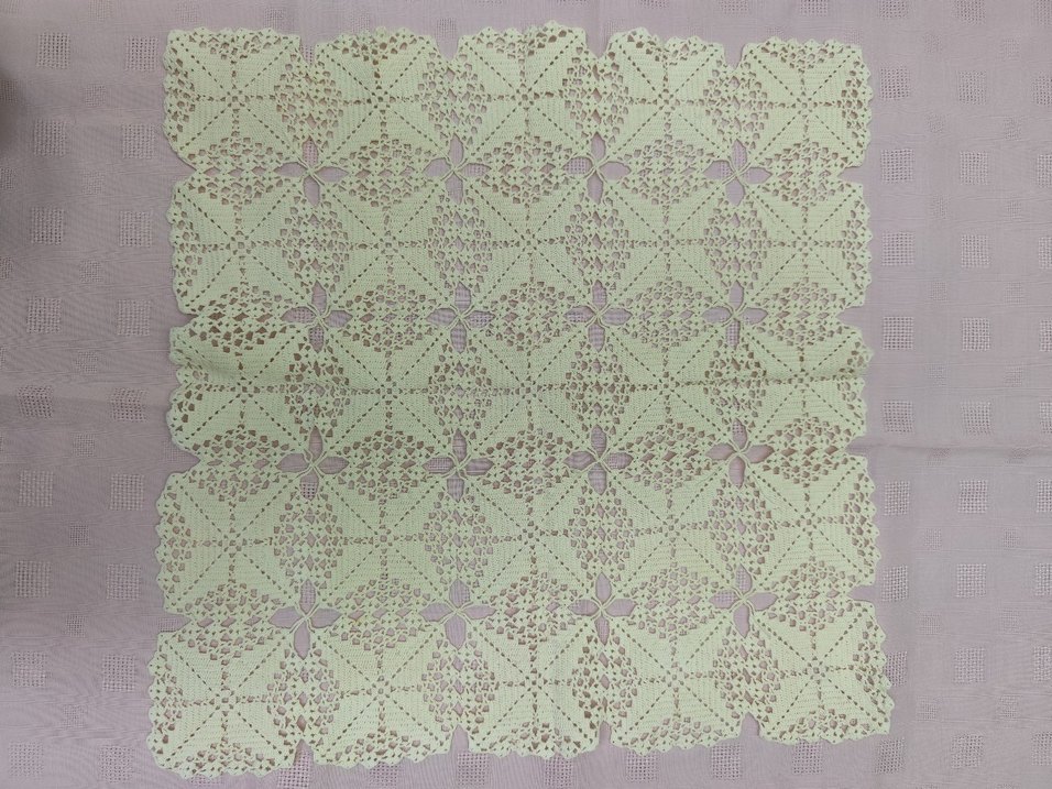 Vintage El Örgüsü Beyaz Dantel Örtü - Görsel 2