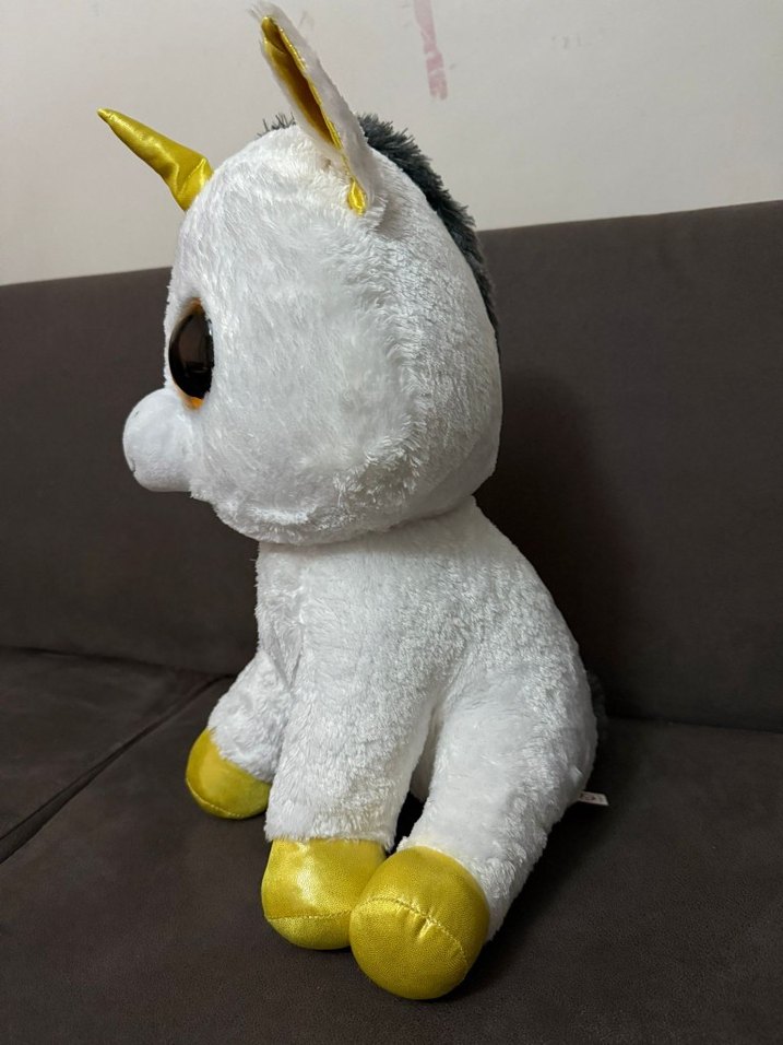 Beyaz Altın Detaylı Unicorn Peluş Oyuncak - Görsel 2