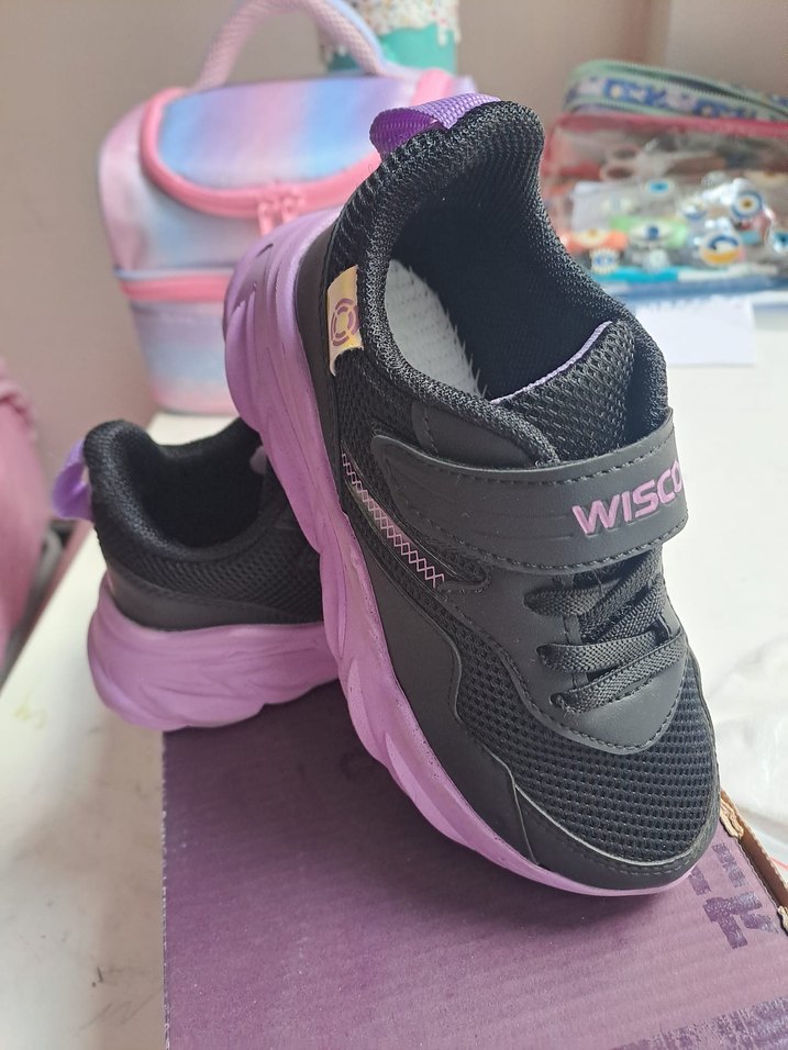 Kız Çocuk Mor Cırt Cırtlı Spor Ayakkabı - Görsel 4