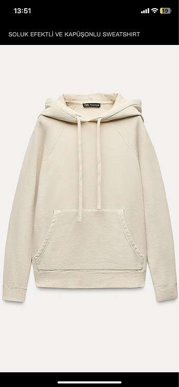 Zara soluk efektli kapüşonlu sweatshirt