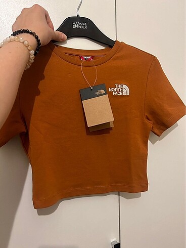 s Beden camel Renk Orjinal North Face Crop Tshirt