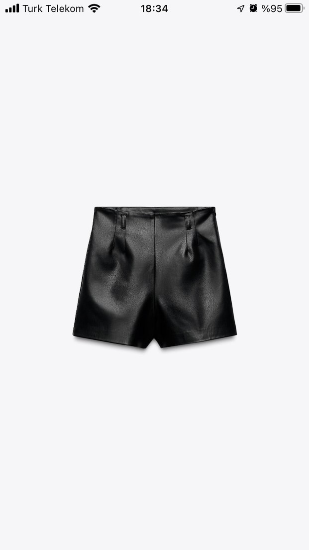 Zara Kadın Siyah Deri Mini Şort - Görsel 5