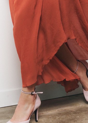 Pembe Süet Stiletto Topuklu Kadın Ayakkabı