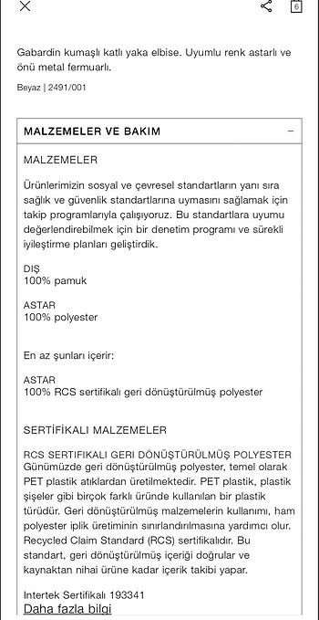 s Beden beyaz Renk Zara gabardin elbise