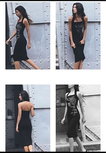 Zara parlak halter yaka örme elbise - Görsel 5