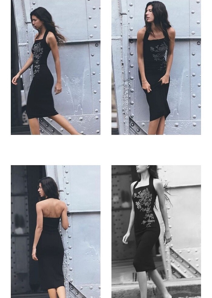 Zara parlak halter yaka örme elbise - Görsel 5