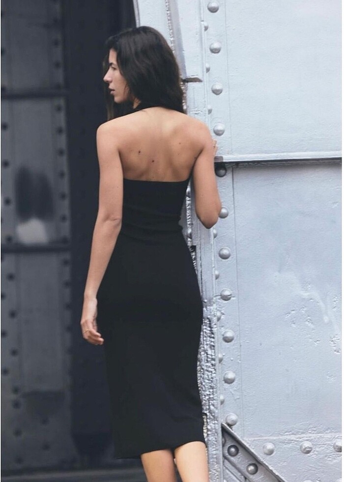 Zara parlak halter yaka örme elbise - Görsel 2