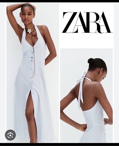 Zara pamuklu midi elbise