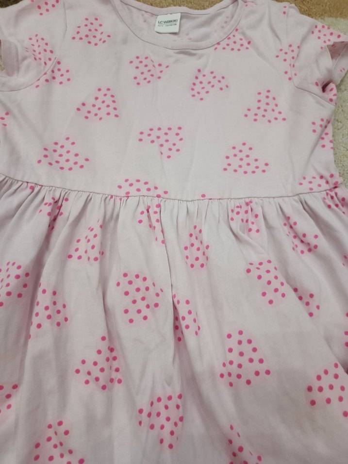 Pembe Pamuklu Kız Çocuk Elbise - Görsel 3