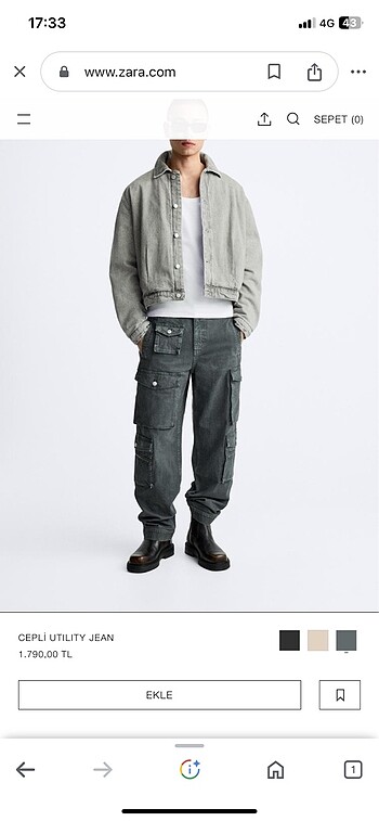 Zara utility kargo pantolon