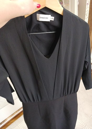 Siyah V-Yaka Midi Elbise - Görsel 6