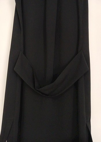 Fermuarlı Yüksek Yakalı Siyah Uzun Elbise - Görsel 5