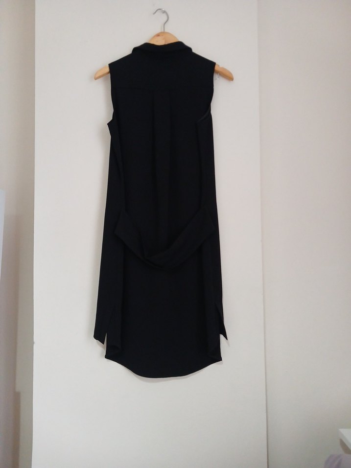 Fermuarlı Yüksek Yakalı Siyah Uzun Elbise - Görsel 4