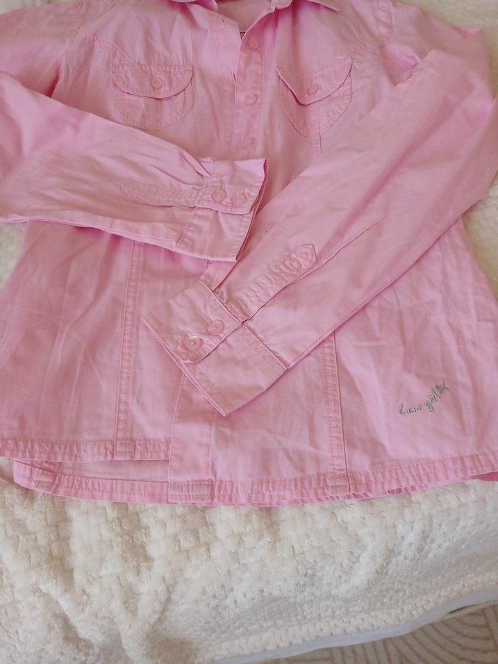 Düğmeli Pembe Uzun Kollu Gömlek - Görsel 5