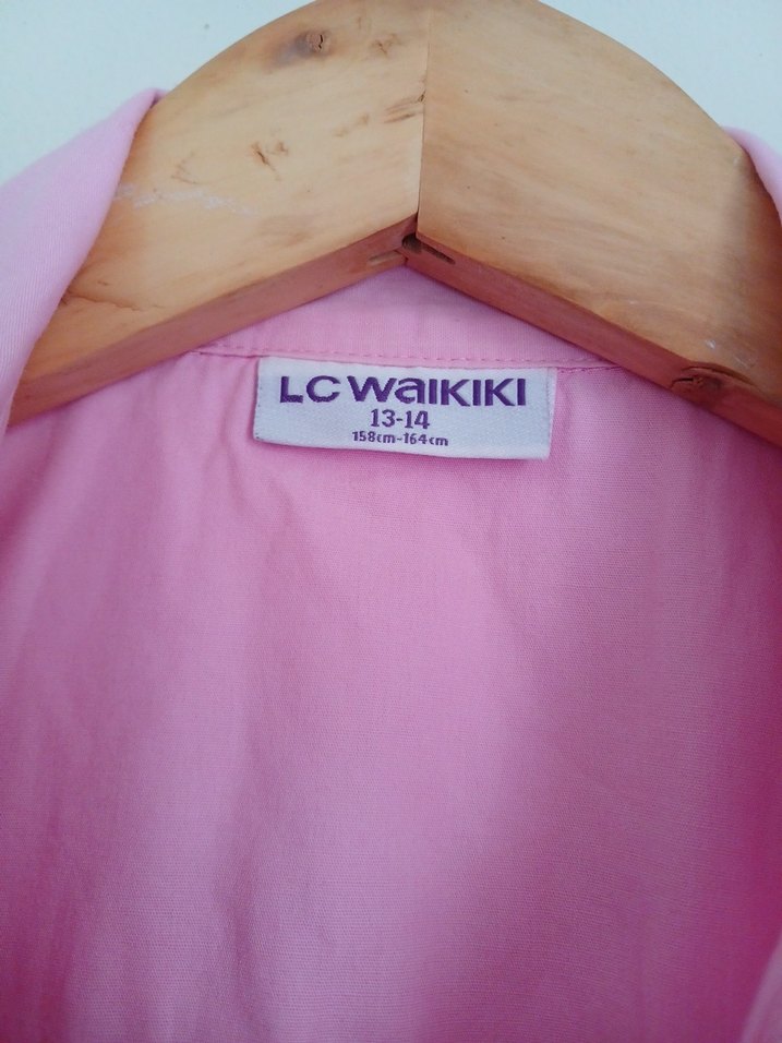 Düğmeli Pembe Uzun Kollu Gömlek - Görsel 2