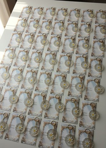 Altın Zincirli Bohem Papatya Anahtarlık - Görsel 2