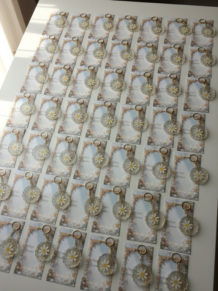 Altın Zincirli Bohem Papatya Anahtarlık - Görsel 2