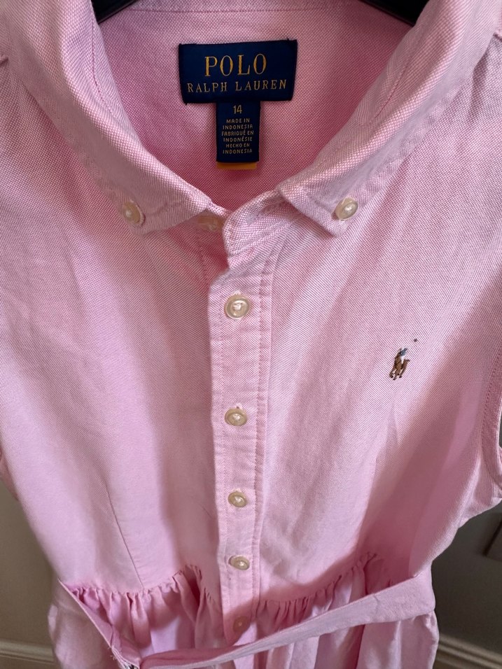 Ralph Lauren 
Kolsuz Pilili Pembe Keten Kız Elbisesi - Görsel 3