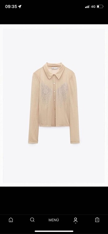 Zara Zara parlak taşlı tül gömlek