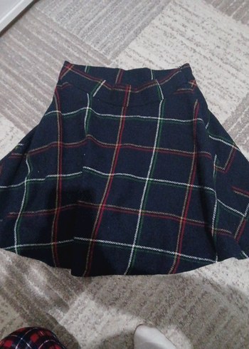 Çok Renkli Ekose Desenli Midi Etek - Görsel 5