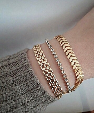 Kadın kararmaz gold set bileklik