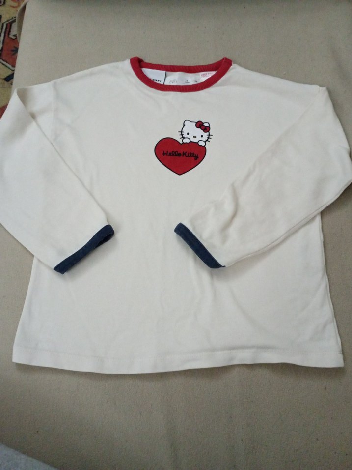 Kız Çocuk Beyaz Uzun Kollu  Tişört - Görsel 2