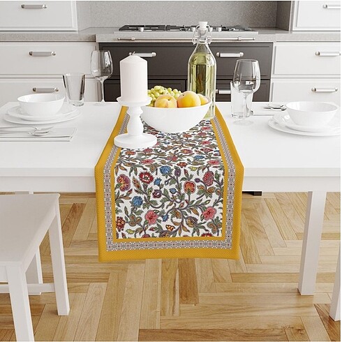 Diğer Colorful Flowers Runner 140x45CM