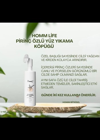 Beden Homm Bitkisel Pirinç Özlü Yüz Temizleme Köpüğü