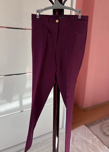 36 Beden bordo Renk Armine Kadın mürdüm Pilili Midi Kumaş Pantolon