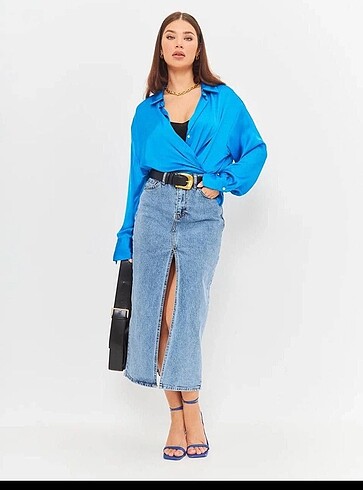Zara model yırtmaçlı kot etek